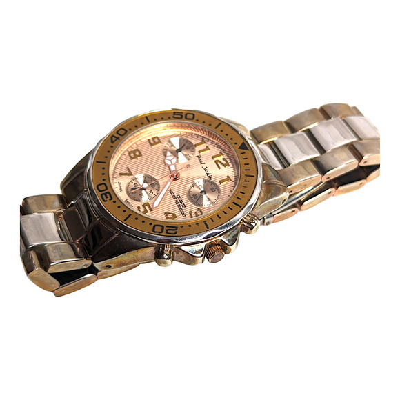 Vtg Paul Jardin Two Tone Stainless Steel Wristband Quartz Movement Mens Watch - Picture 2 of 7